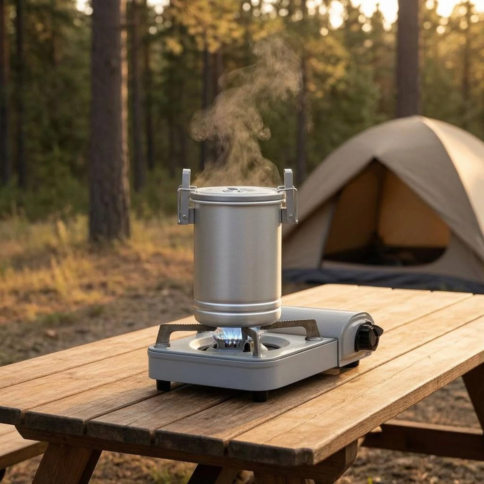 All in Single Camping Cooker Multiuse Stainless Steel Camping Pot Portable Soup Pot Direct Fire Heating Outdoor Cooking Gear