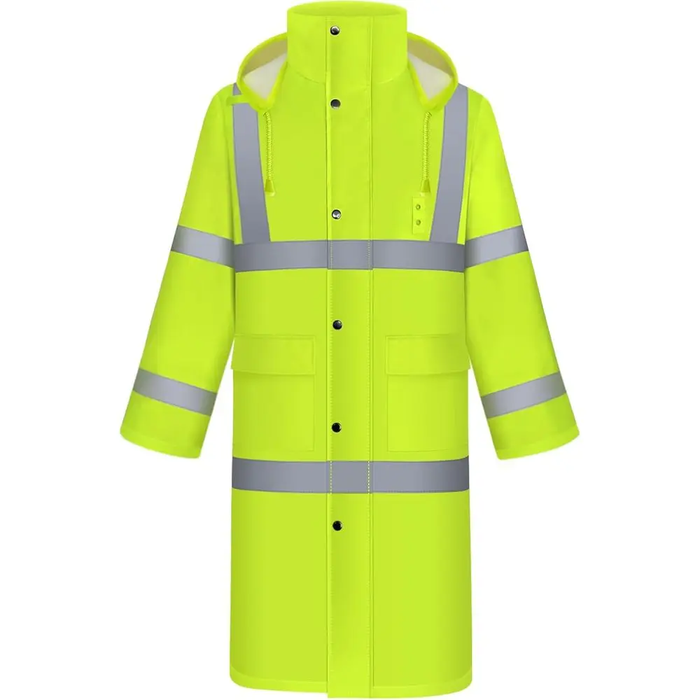 

High-Visibility Yellow Rain Suit with Hood, Heavy Duty Waterproof, Unisex Hiking & Camping Gear, XL