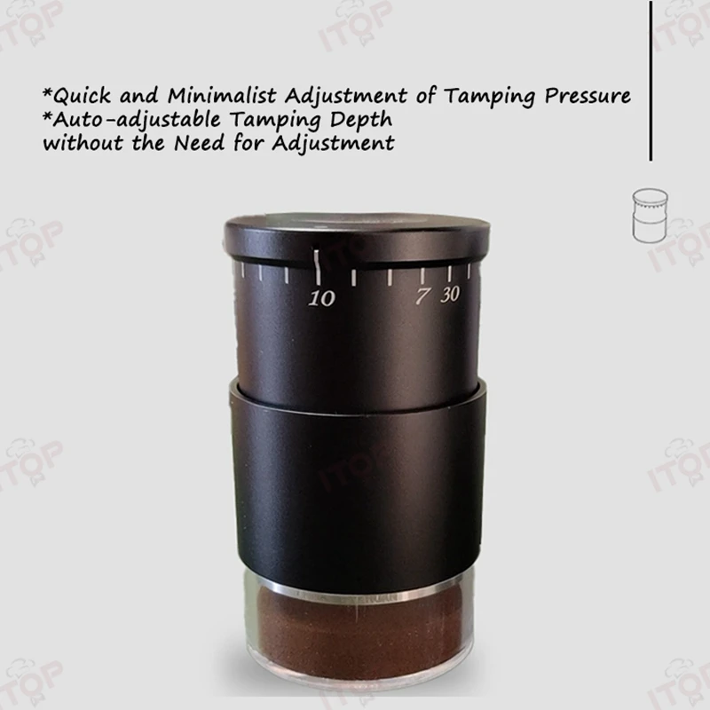 ITOP PTM-Plus 58.35/58.5MM Coffee Tamper Pneumatic Tamper Adjustable Pressure Tamper Flat Press/Threaded Use for 58MM Handle