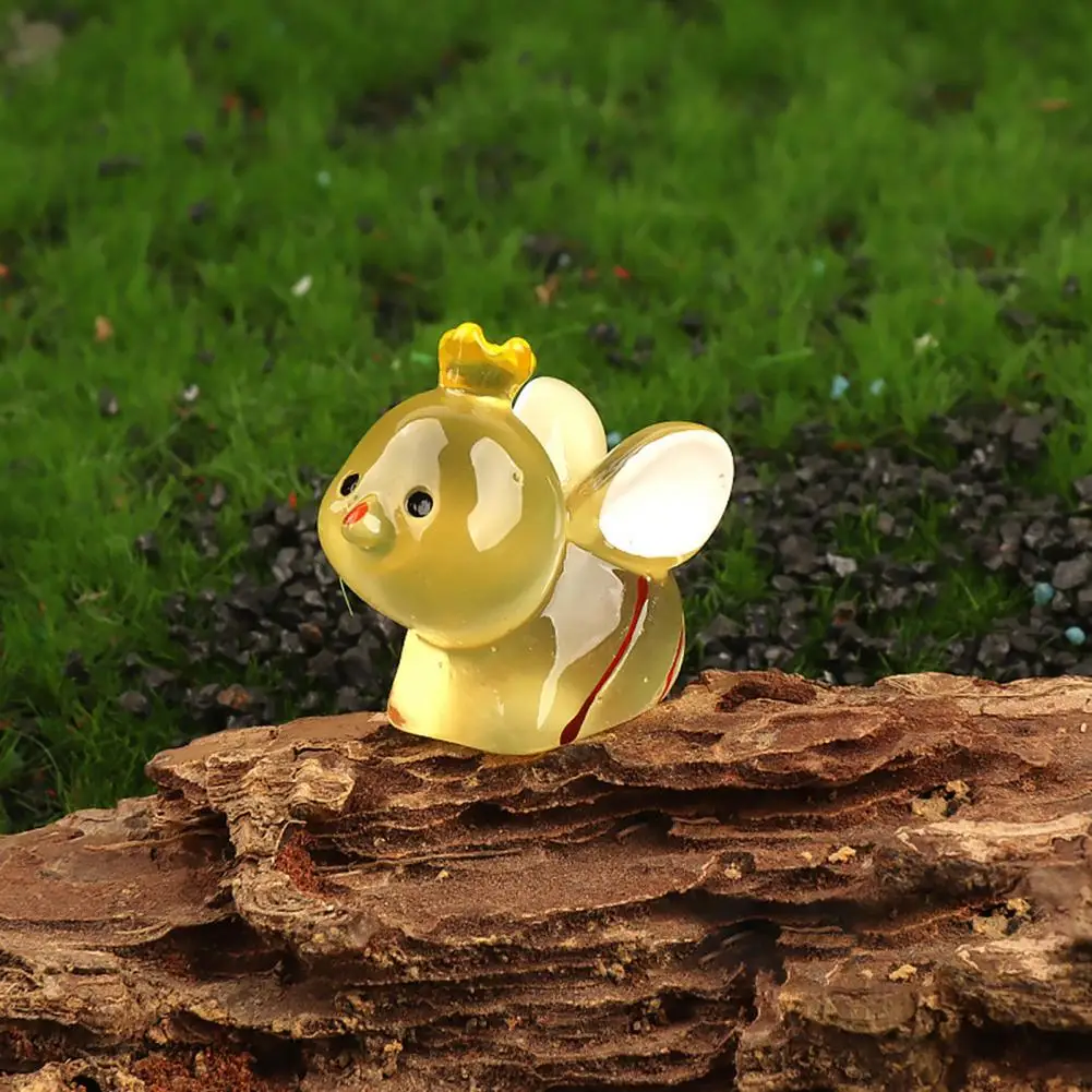 Soft Bee Resin Accessory Resin Bee Ornament Mini Bee Shaped Resin Figures Glow Dark Tiny Figurines Small Cute for Fairy
