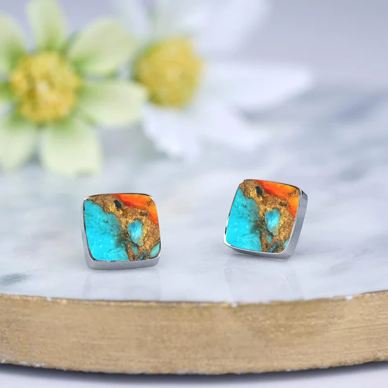 

2pcs Fashionable and Exquisite Retro Bohemian Style Square Earrings for Women Men Birthday Anniversary Gift Party Jewelry