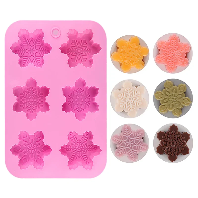 Various Styles Christmas Snowflake Shaped Silicone Candle Molds DIY Handmade Soap Chocolate Cake Decoration Mold Party Gift Make