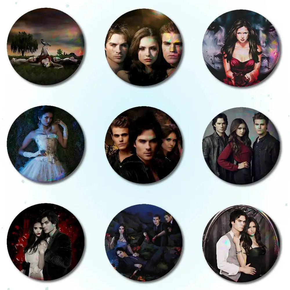The Vampire Diaries Badges Round Brooch Cute Cartoon Idol Cosplay Badges DIY Backpack Clothing Jewelry Pins