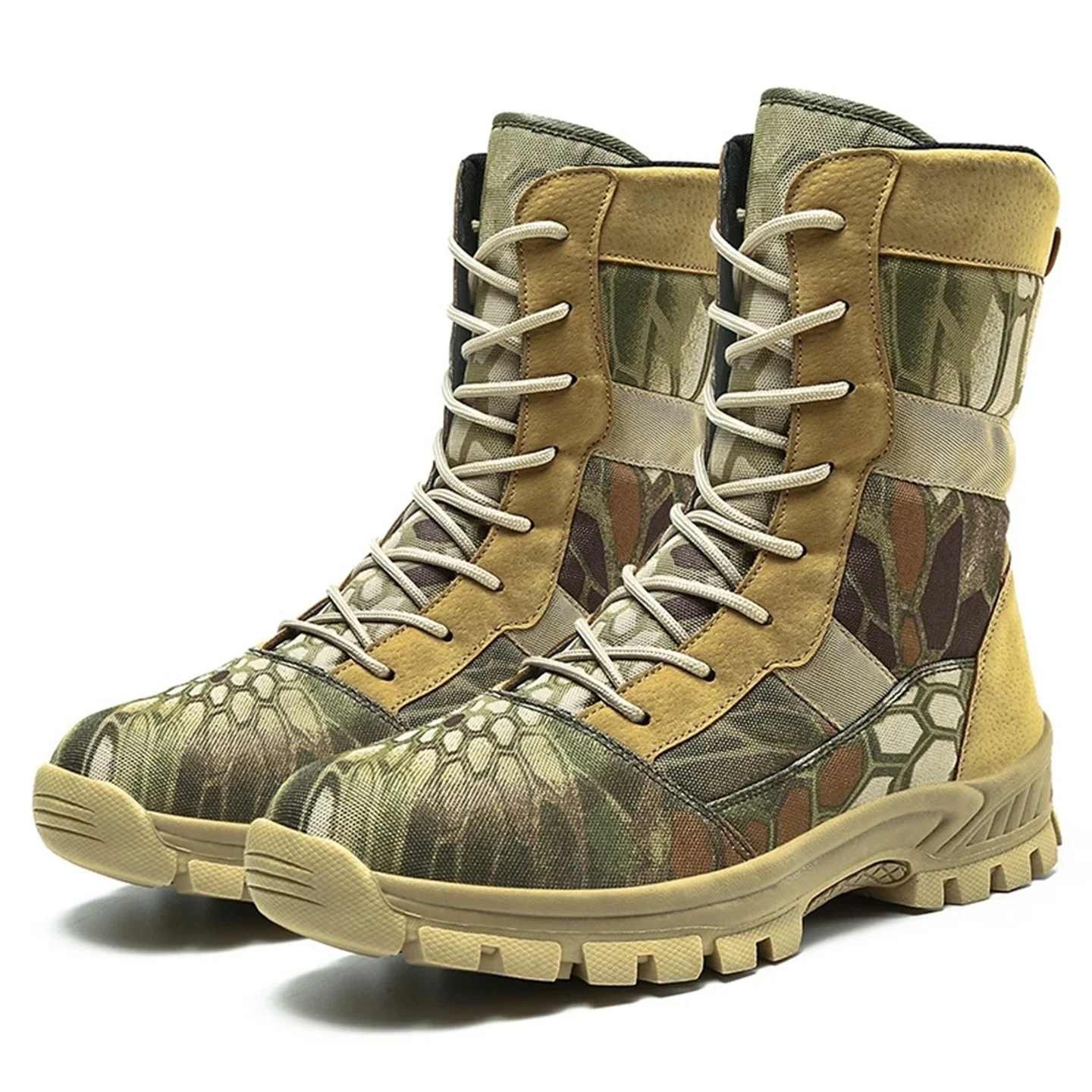 High Top Desert Tactical Boots Men's Camouflage Hunting Boots Outdoor Non-Slip Wear-Resistant Mountaineering Hiking Shoes
