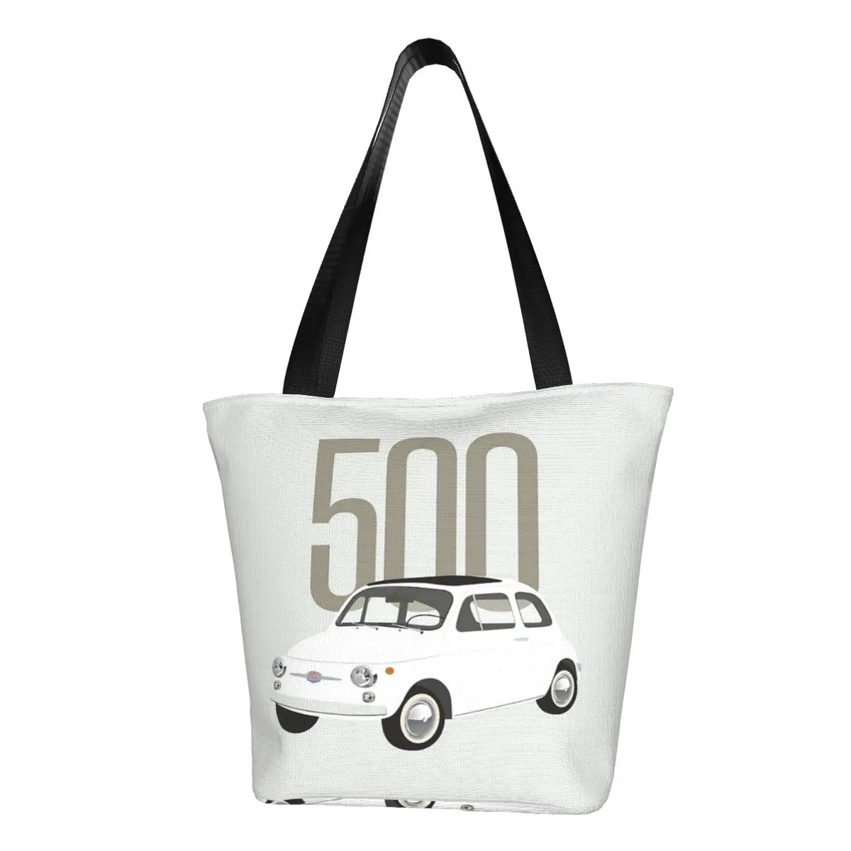 The Amazing Fiat 500 Casual Shoulder Tote Shopping Bag Large Capacity Zip Pocket Bag For Beachcombing Birthday Gift