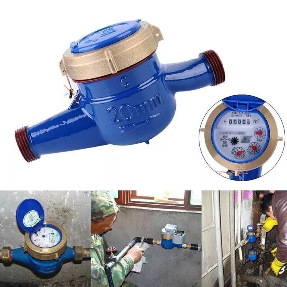 Compteur d'eau DN20 durable avec couvercle de protection, haute sensibilité, 3/4 pouces, pour eau froide