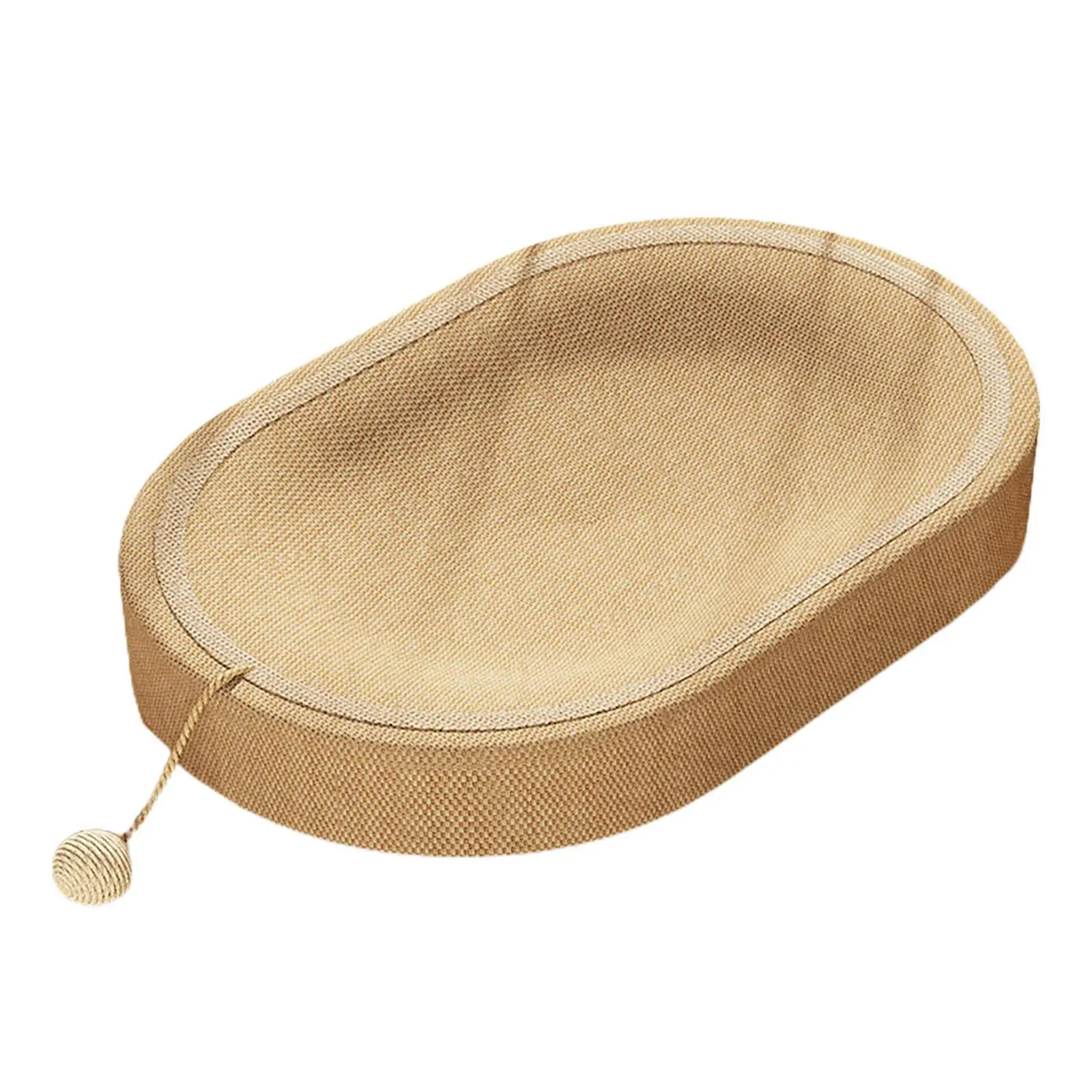 Sisal Cat Scratcher Lounge Bed with Dangling Ball for Cats Oval Scratch Pad Anti Slip Protects Sofa