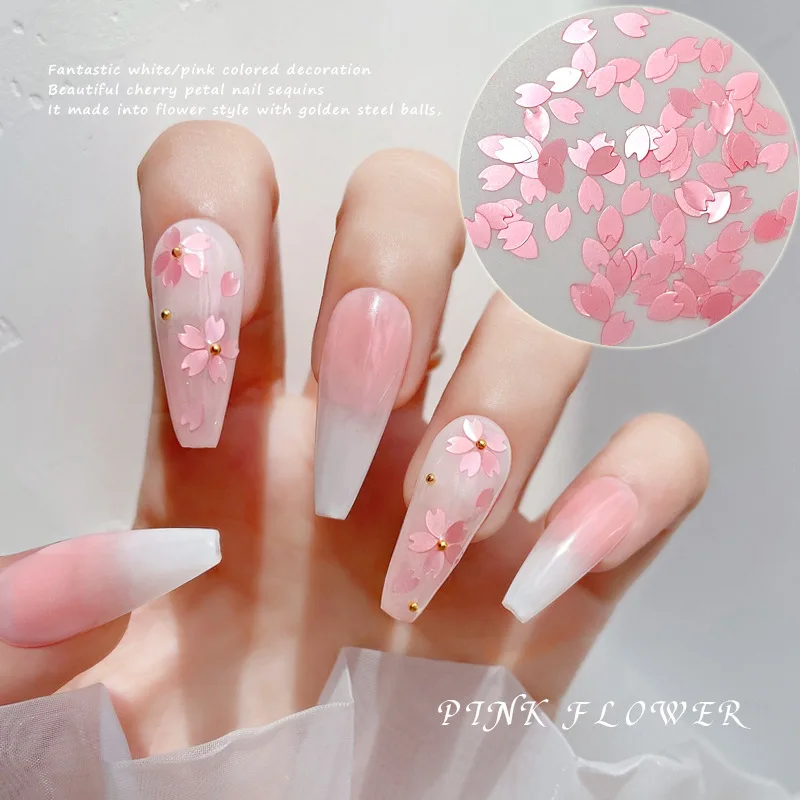 

10g/Bag Cherry Flower Petals Nail Sequins Glitter Colorful Cherry Blossoms 3D Nail Art Decorations