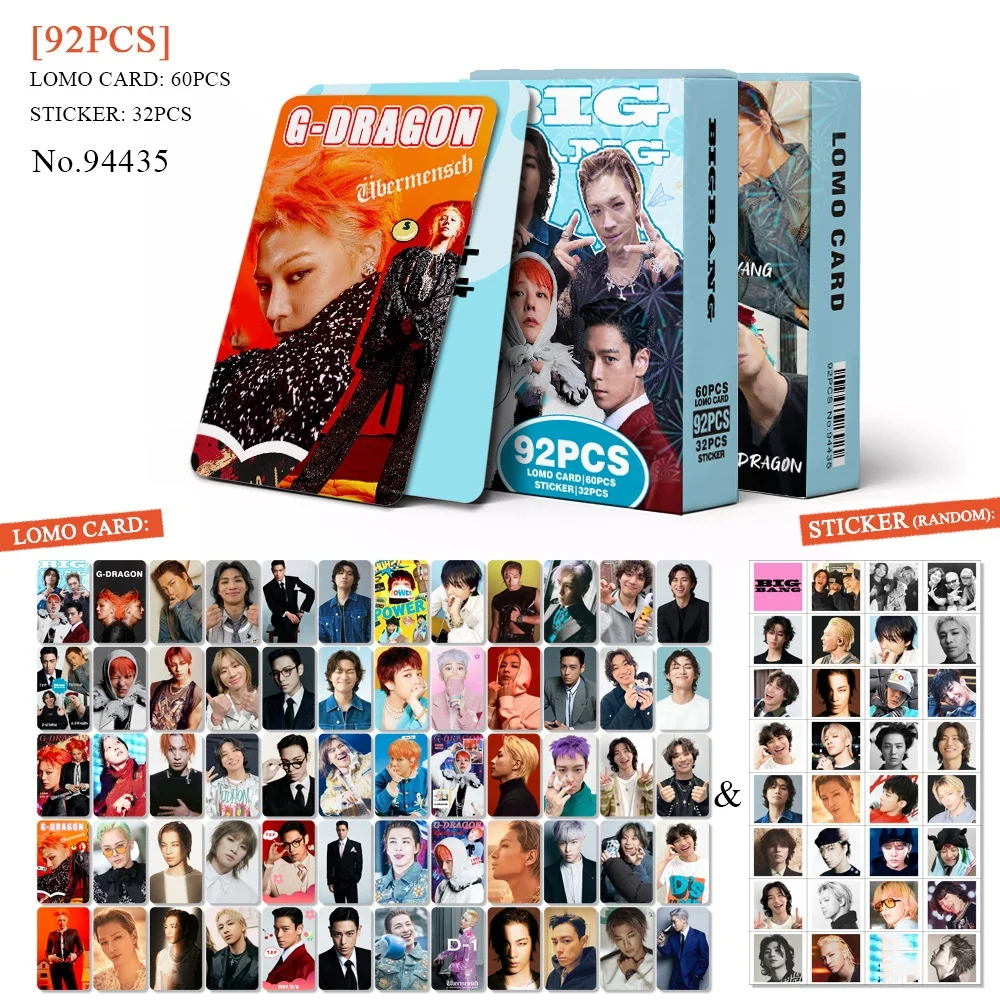 92 шт./компл. KPOP Bigbang Lomo карты наклейки G-Dragon Daesung TOP Taeyang модные фотокарточки DIY наклейки фанаты коллекционные предметы на день рождения