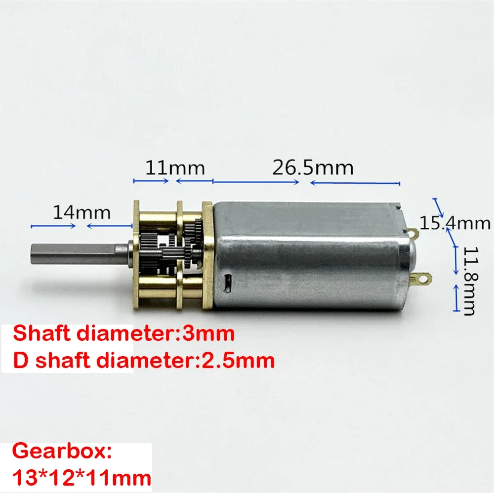 DC 3V-9V 165RPM Mini 16MM 050 Gear Motor Slow Speed Large Torque Engine D-Shaft Reduction Robot Electric Lock 5V 6V