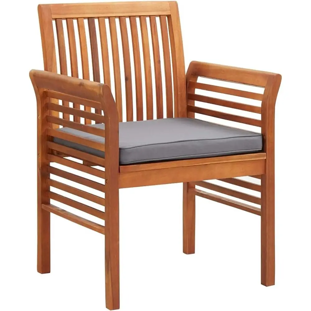

4-Piece Solid Wood Acacia Outdoor Dining Chairs with Cushions for Patio, Kitchen, Terrace, and Beach