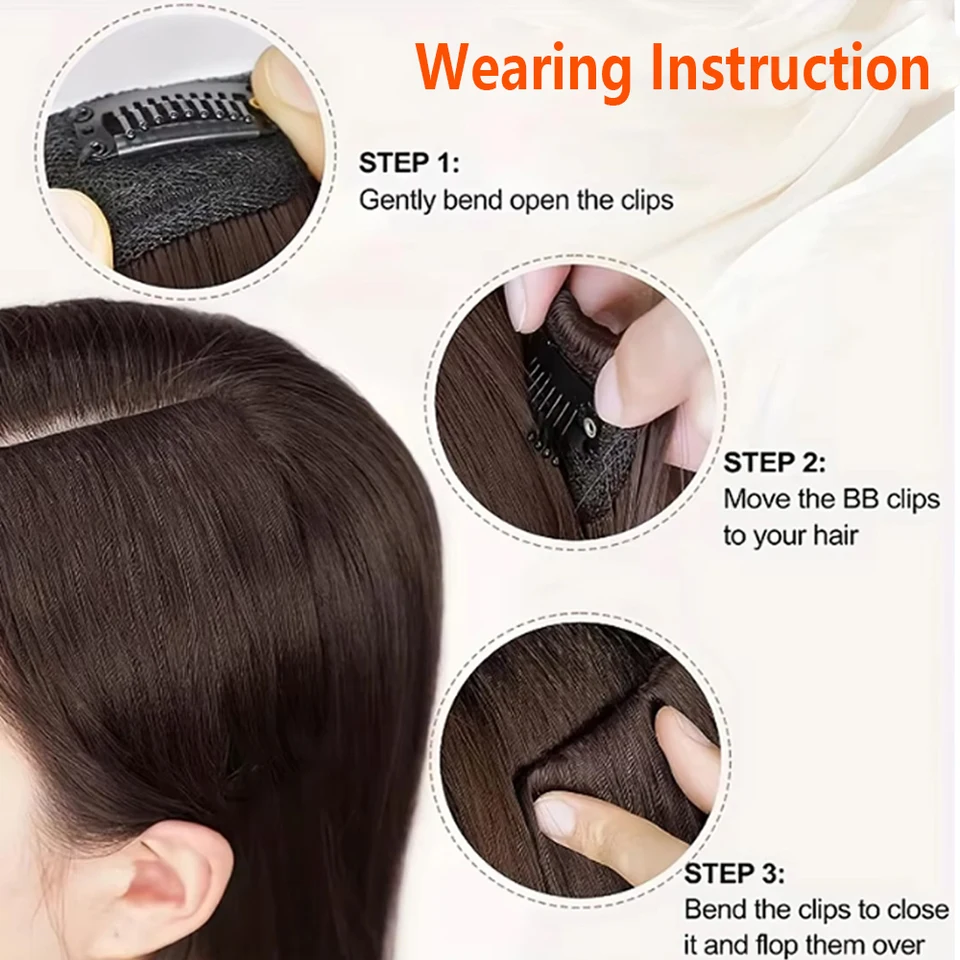 Relleno de Cabello Sintético Invisible Sin Costuras con Clip Aumenta el Volumen del Cabello Extensiones de Cabello Cubre Laterales y Parte Superior para Mujeres 5