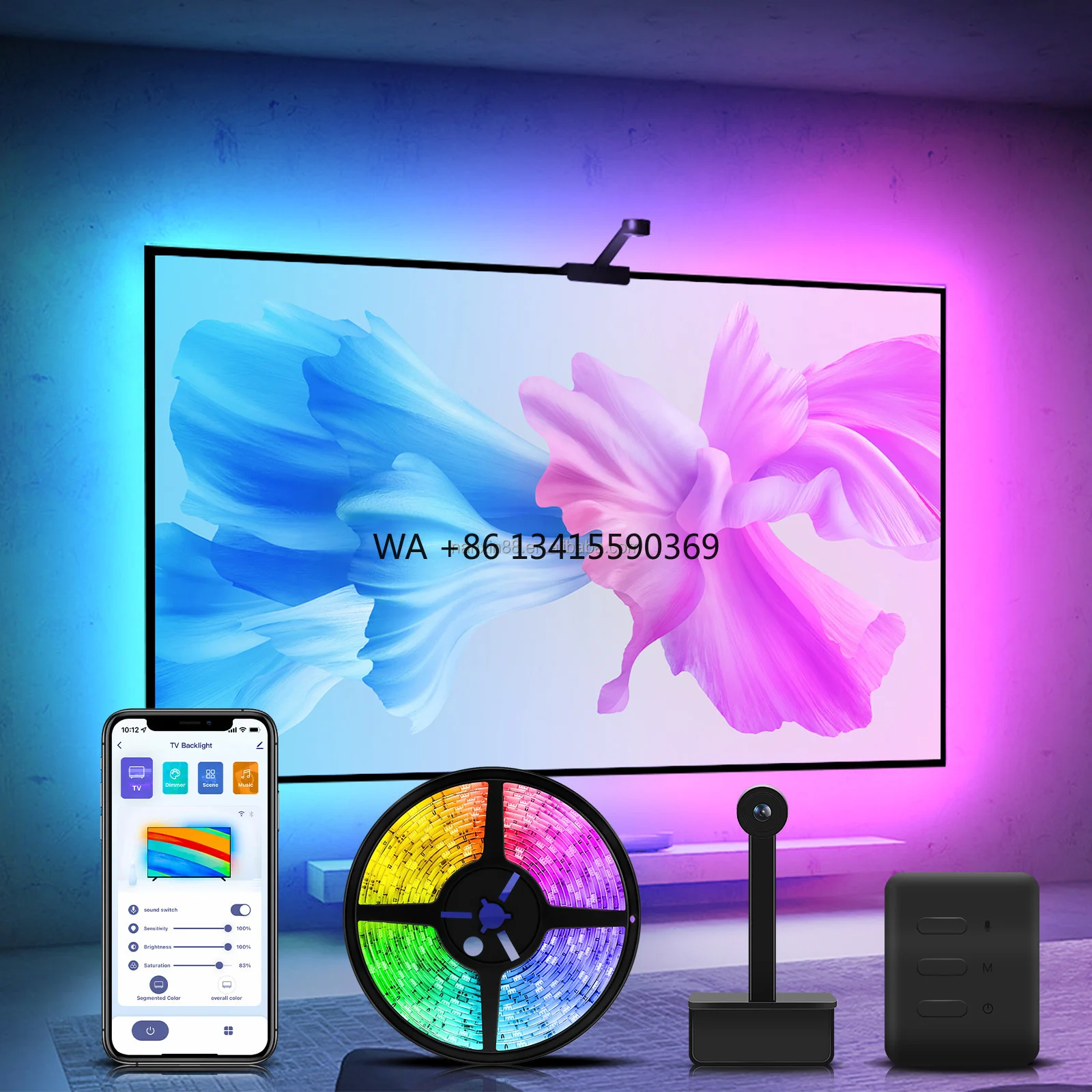 

Immersion TV LED Backlights with RGBIC Ambient Lighting for 55-65 Inch TVs PC Smart TV Linkage Backlight