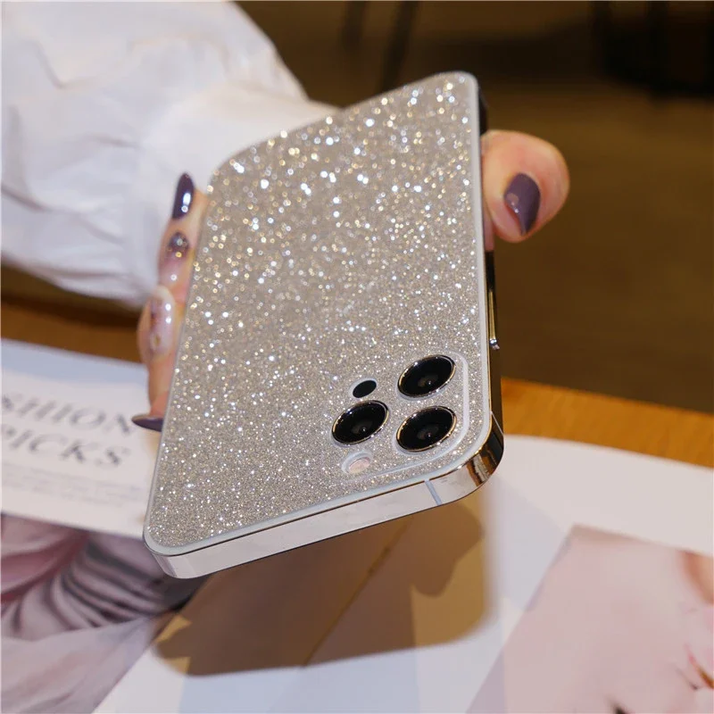 

Beautiful Glitter Bling Front Back Stickers For iPhone 15 iPhone15 14 13 12 11 Pro Max Plus 14Pro 12 Mini 13Promax Body Film