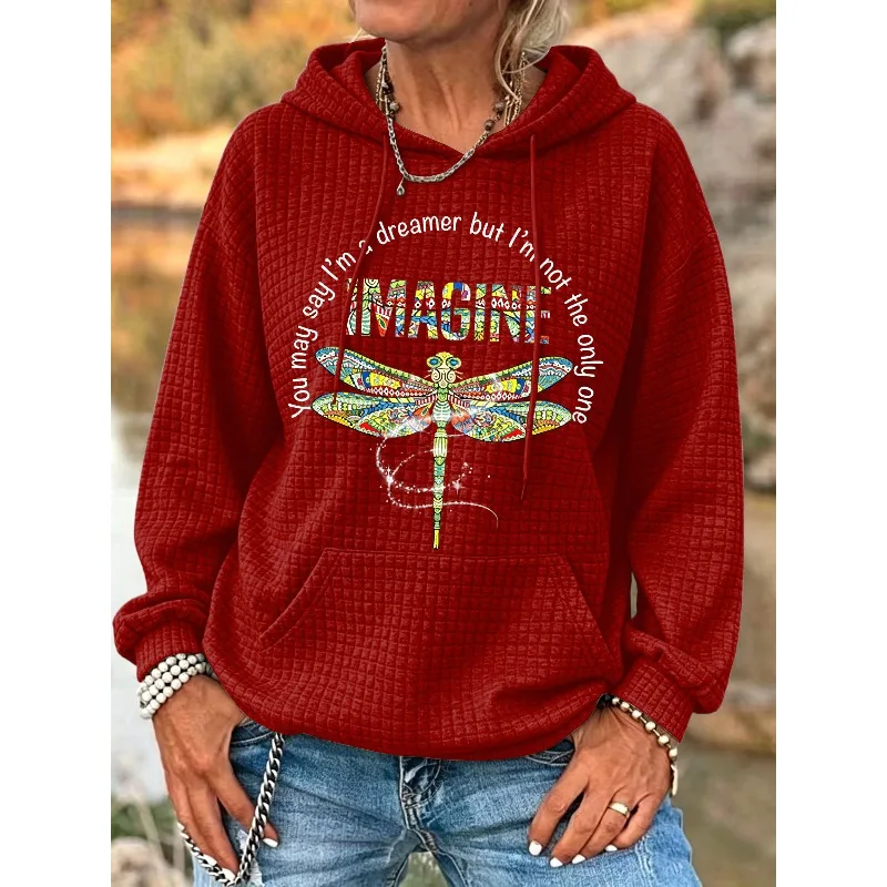 ilstile Sudaderas con Capucha para Mujer, Estilo Hippie, Estampado Imagine, Otoño Invierno, Manga Larga, Casual, para Exteriores, Deportivas, NUEVAS