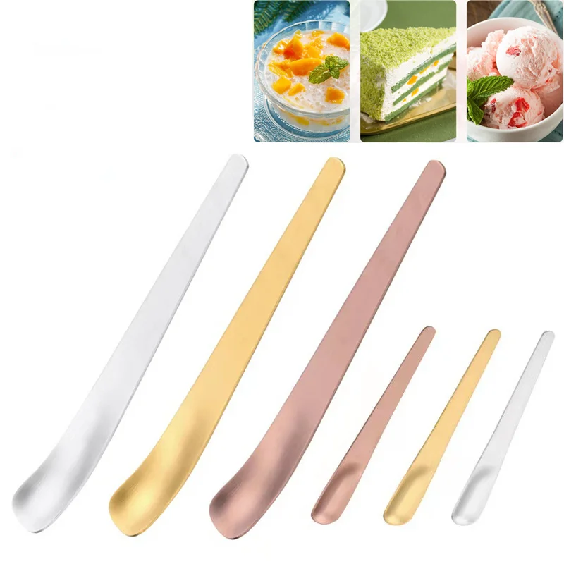 2/4/6pcs Flat Coffee Spoon 410 Stainless Steel Coffee Stirrers Tea Spoons Ice Cream Cake Dessert Spoon Bar Kitchen Tableware