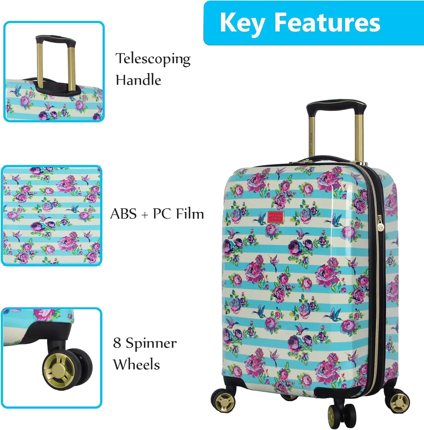 Lightweight Durable Expandable 20 Inch ABS + PC Hardside Luggage with 8-Rolling Wheels - Carry On Suitcase for Travel