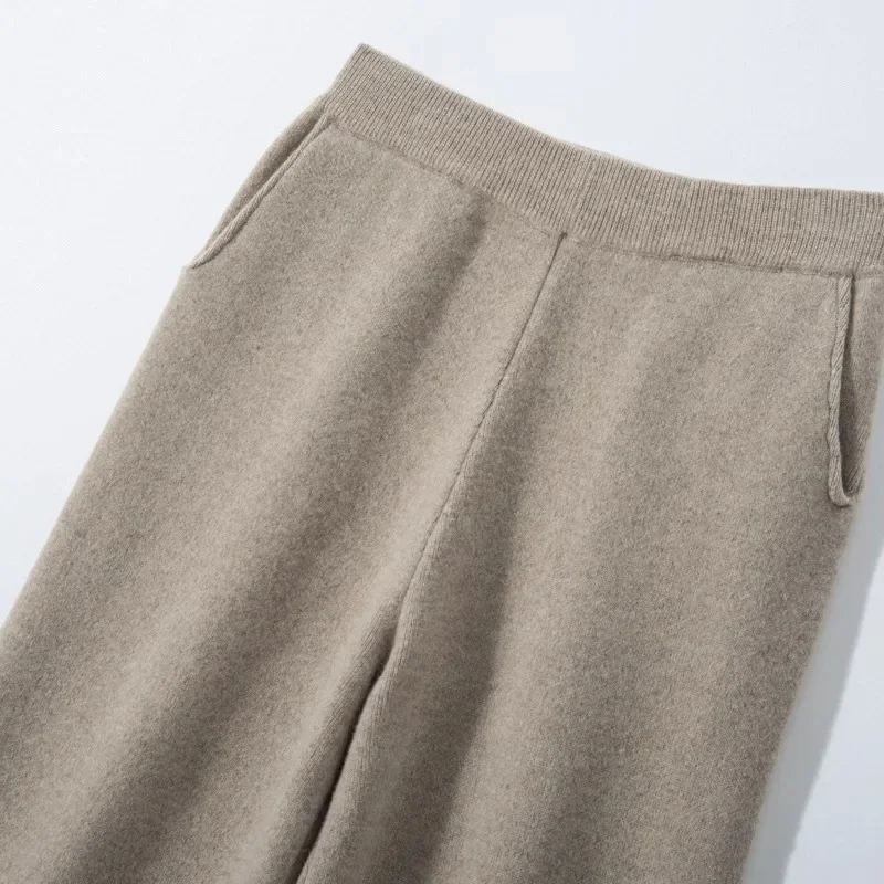 Autumn and Winter 2024 New Knitted Trousers Women High Waist Drooping Loose Straight Knit Trousers Women Casual Outdoor