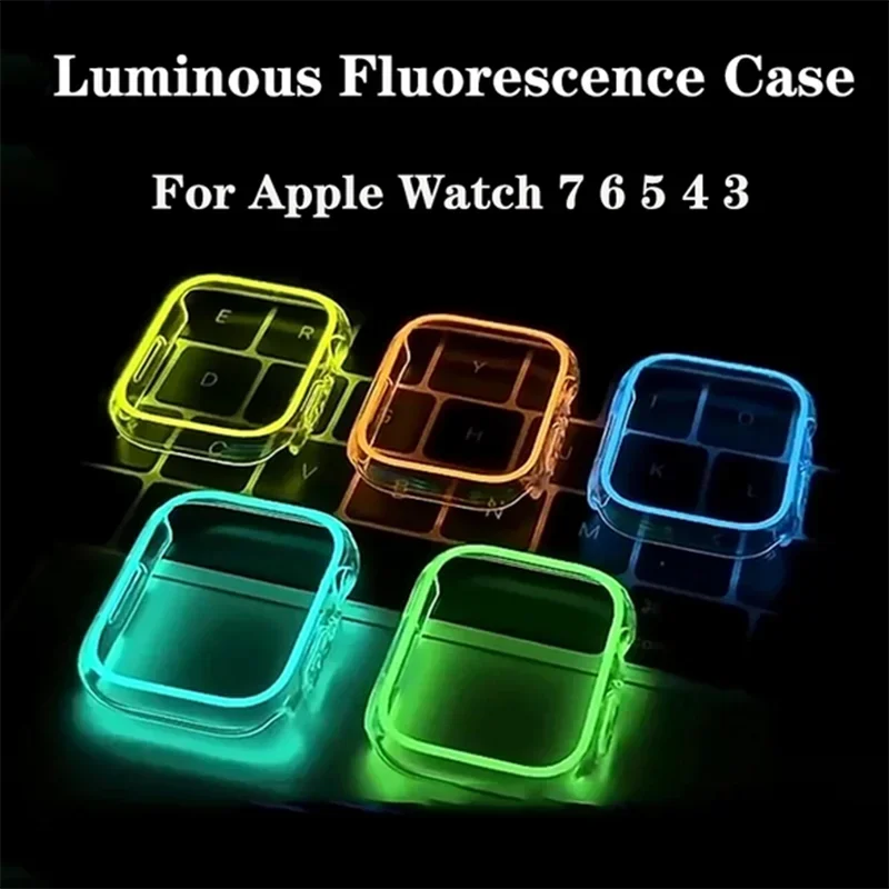 Luminous Cover for Apple Watch Case 49mm 45mm 41mm 44mm 40mm 38mm 42mm PC Bumper Protector iWatch serie Ultra 9 8 7 6 5 4 3 2 SE