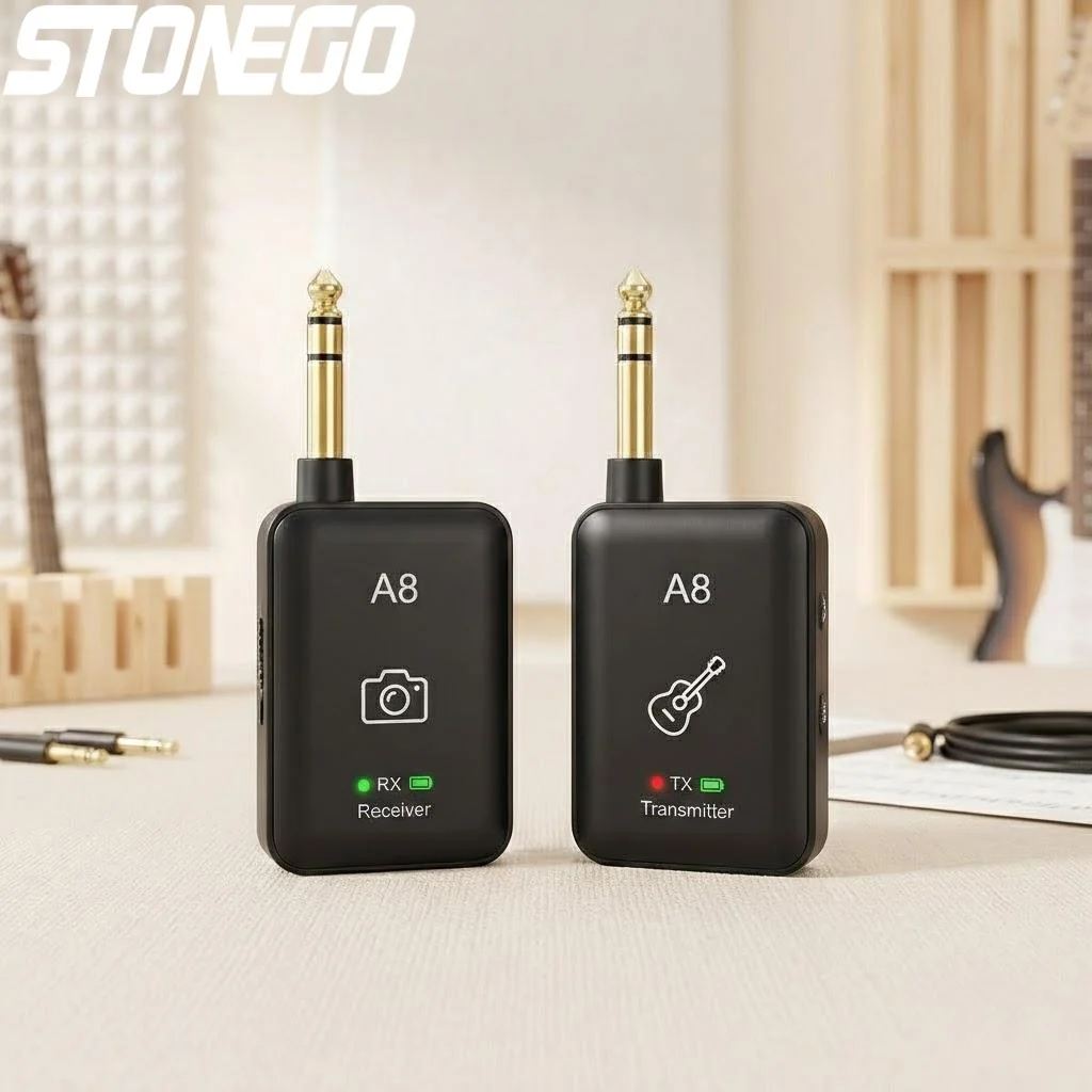 

Беспроводная гитарная система A8 с перезаряжаемым передатчиком и приемником для электрических музыкальных инструментов, портативный аксессуар для выступлений