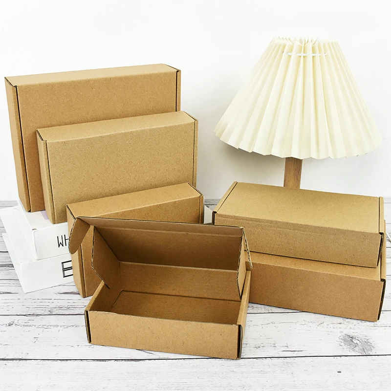 5pieces Brown Multi Size Kraft Paper Gifts Boxes For Wedding Party Handmade Soap Chocolate Packaging Birthday Party Supplies