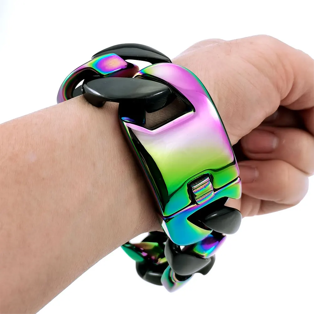 

Огромный рождественский подарок из нержавеющей стали 316L, переливающийся и черный двухцветный браслет.