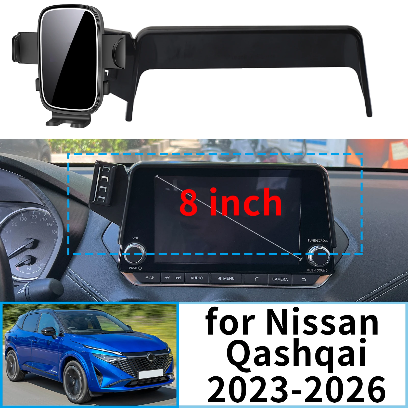 

fit for Nissan Qashqai 2023 2024 2025 2026 8inch Stable Clip-On Phone Holder​​ Mount Screen Base No Vibration​ Car accessoires