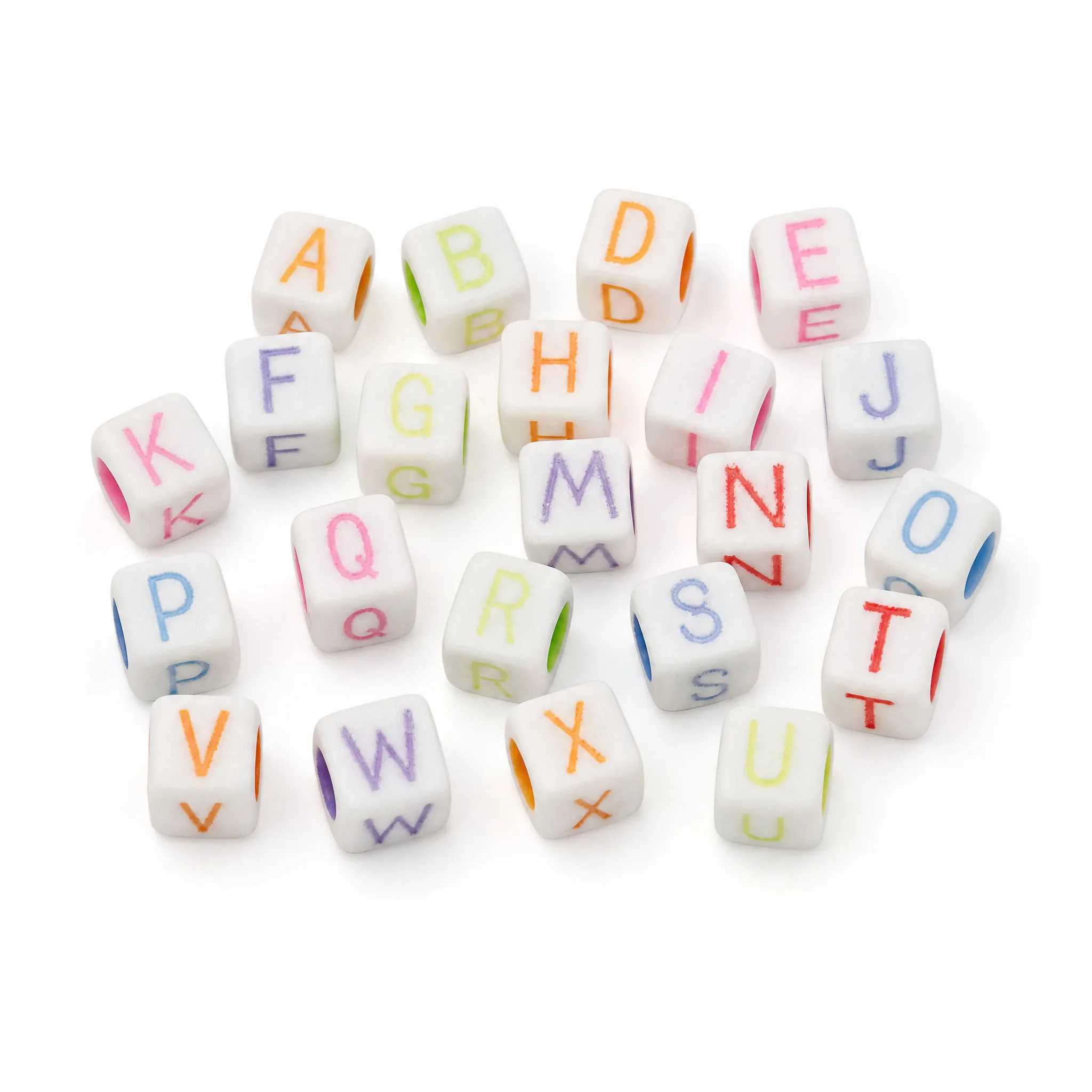 300Pcs Acrylic Square Alphabet Beads 5mm 6mm 7mm 8mm Random Mixed Color Letter Beads for DIY Bracelet Necklace Keychain Jewelry