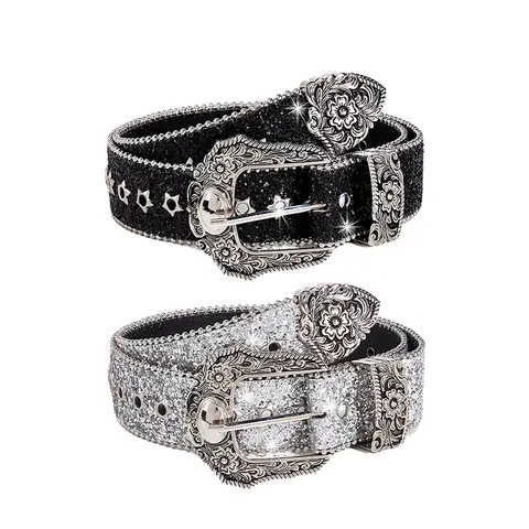 Persönlichkeit Gothic Strass Gürtel Für Frauen Mädchen Mode PU Leder Gürtel Western Cowboy Y2K Retro Jeans Rock Dekor Bund
