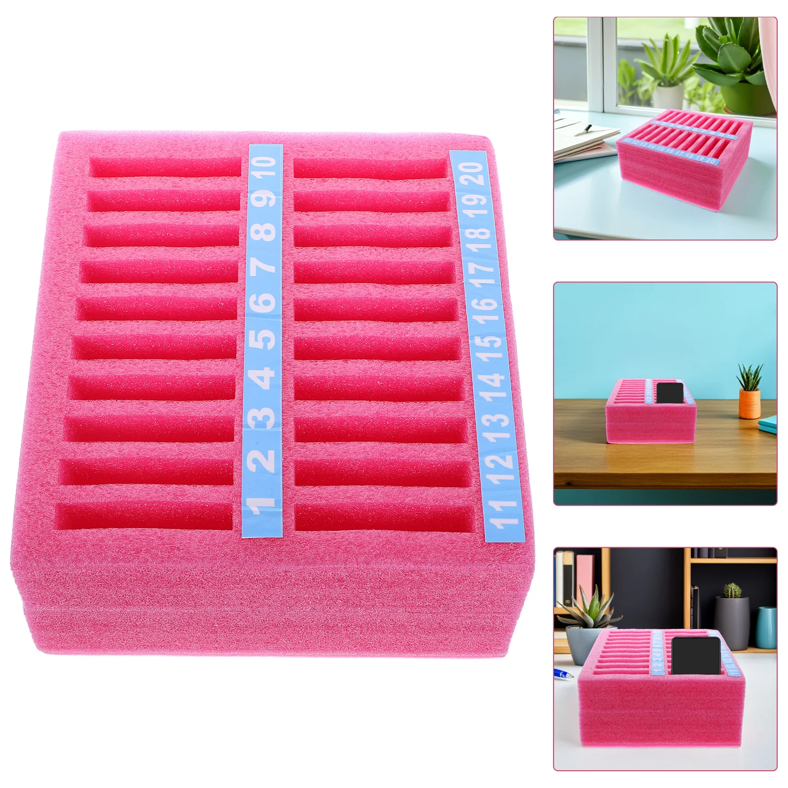 

20 Grid Pearl Cotton Phone Box Shockproof Foam Desktop Storage Organizer For Classroom Office Meeting Room Multi Compartment