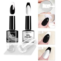 LIMEGIRL 8ml Nail UV Gel Polish Kit With Stamping for Nails French Design Black White Soak Off UV Gel Polish Varnish Manicure