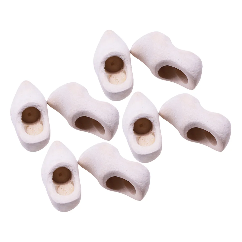 

4 Pairs Clogs House Supply Mini Ornament Miniature DIY Unfinished Wooden Shoes Accessories for