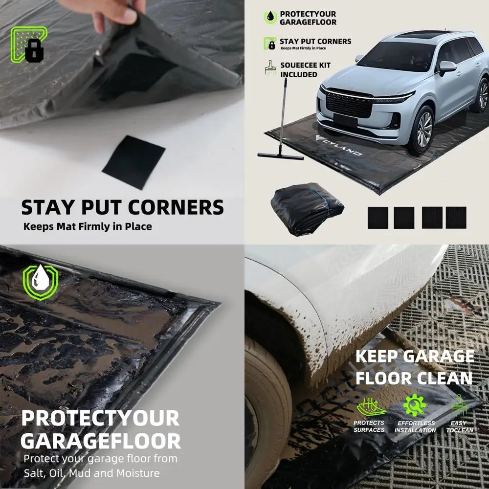 

Heavy-Duty Oil and Mud Garage Floor Mat, Waterproof Protector for SUVs, Easy Clean Alternative to Floor Sealer