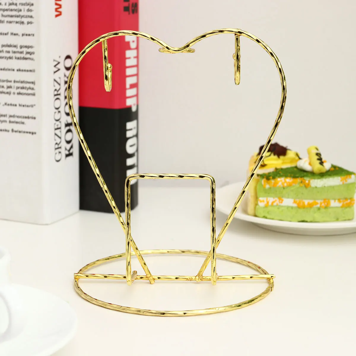 

2Pcs Stainless Steel Coffee Cup Holder Multi-Functional Heart-Shaped Plates Rack Organizer Kitchen Storage Drying Shelf