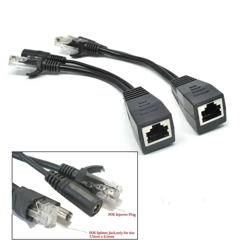 Banggood POE sakelar pemisah kabel adaptor jaringan ke RJ45 DC pita kabel Splitter pembagi injektor terpasang Combiner