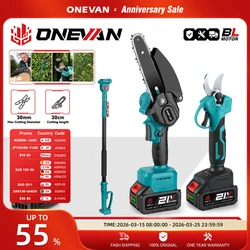 ONEVAN 4-in-1 Brushless Telescoping Electric Pole Chainsaw High Branch Scissors Garden Pruning Tool For 21V 18V Battery