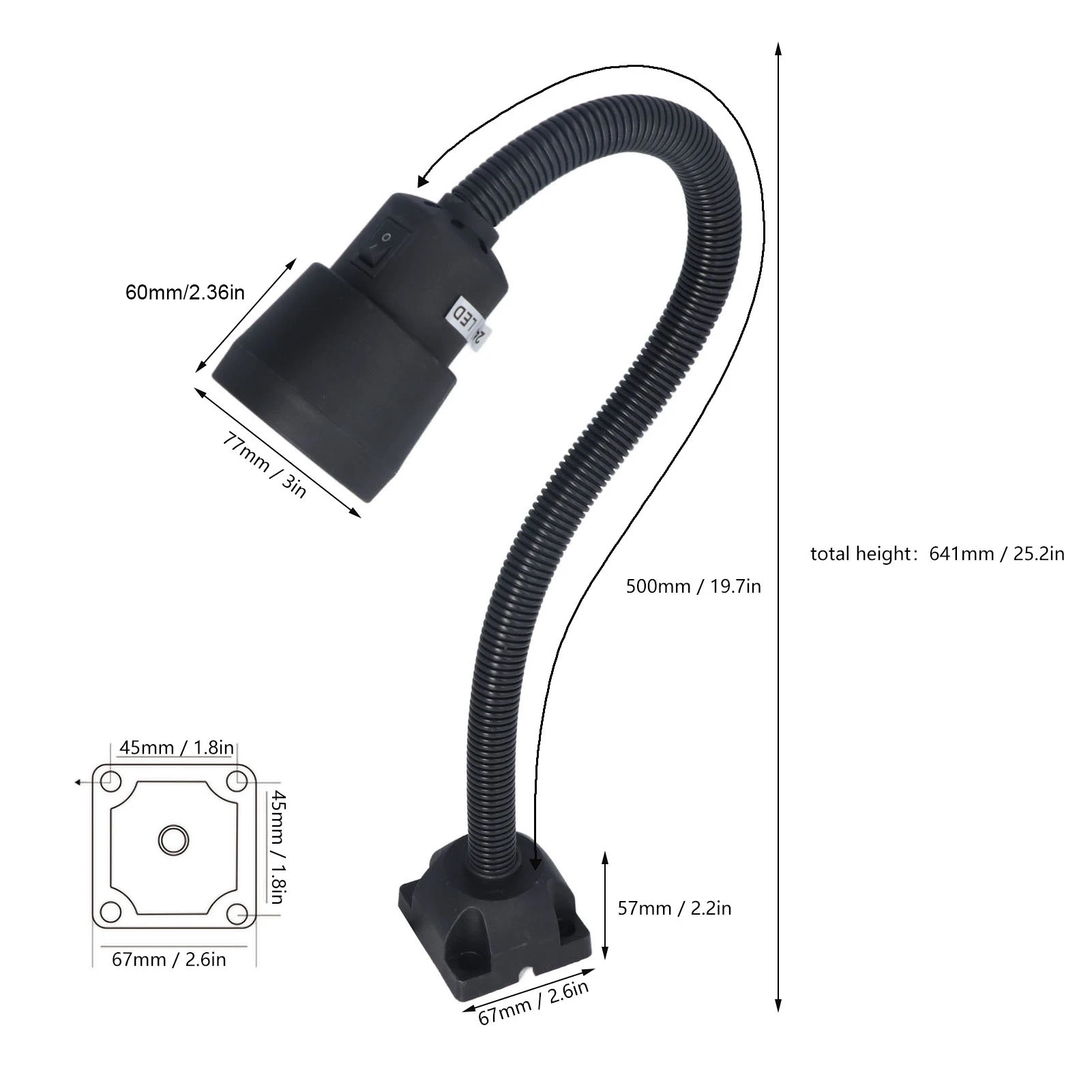 24V 36V 5W LED Work Light 360 Degree Rotation Universal Flexible Rod LED Lamp for CNC Machine Tool