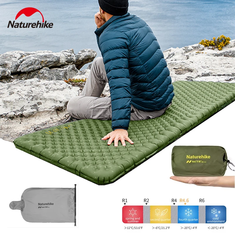 Colchón Inflable Ultraligero Naturehike R4.6, Aproximadamente 730g, Colchoneta Portátil para Tienda de Campaña, para Viajes al Aire Libre, Senderismo y Almacenamiento