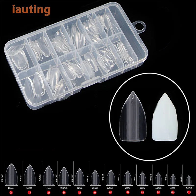 120 pçs pasta completa apontou pré-limaado dicas de unhas imprensa na extensão do prego falso natural nenhum traço para pequena cama de unhas 12 tamanhos na caixa
