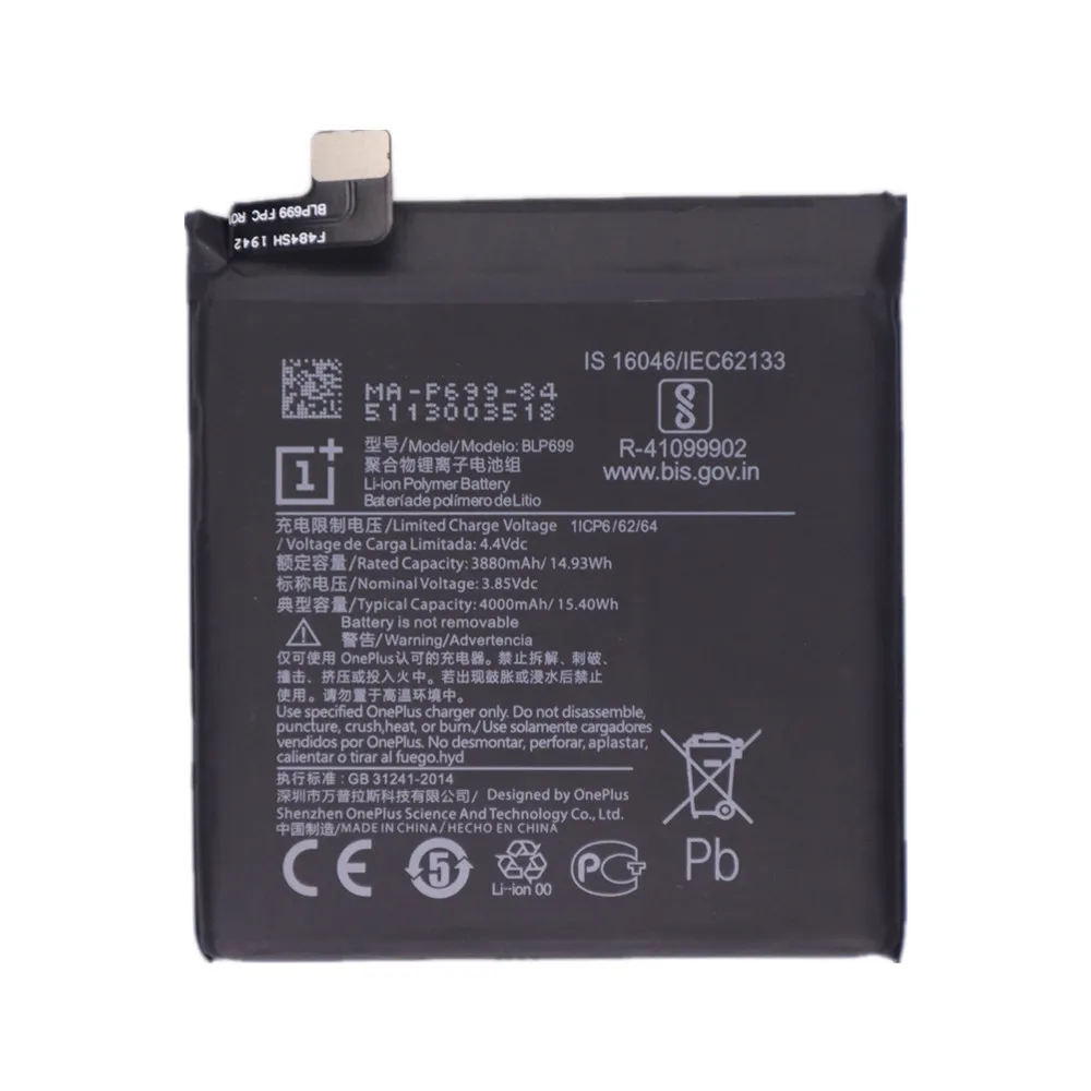 Oryginalna bateria 4000mAh BLP699 do OnePlus 7 Pro / One Plus 7 Plus Bateria Battery Batterie Batterij — zdjęcie produktu 2