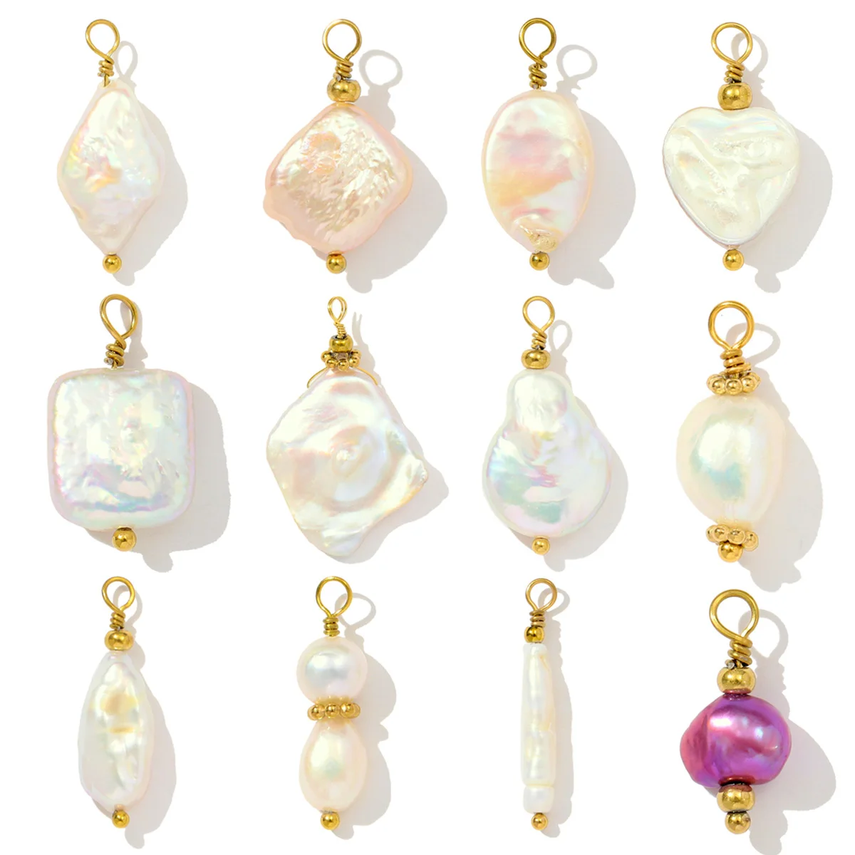 

3Pcs/Lot Stainless Steel French Baroque Pearl Charms Twisted Wire Pendants For DIY Making Necklace Earrings Jewelry Accessory