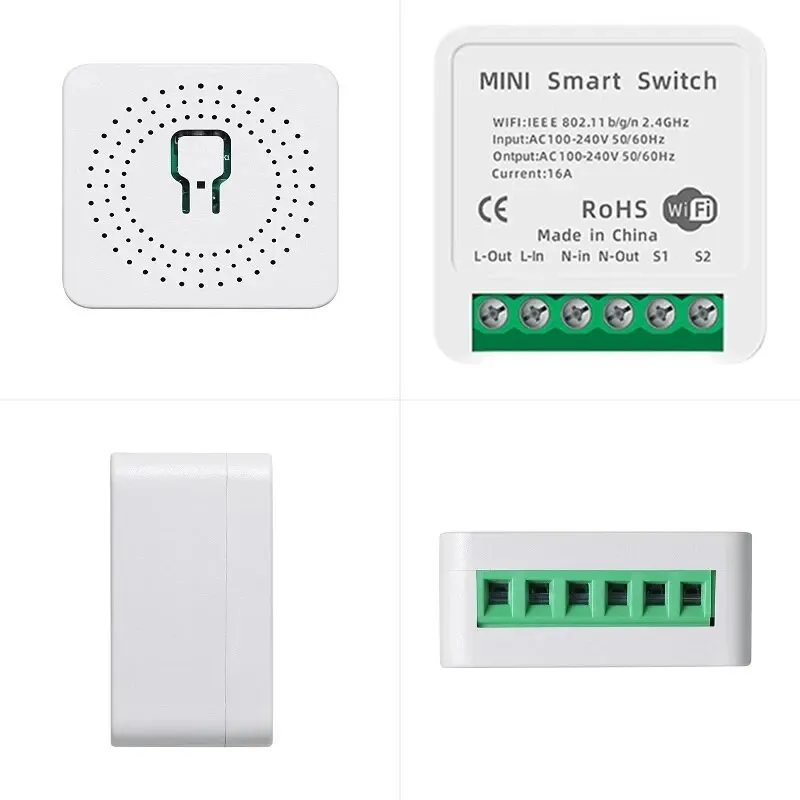 Tuya มินิ16A สวิตช์ WIFI สมาร์ทไลฟ์แอปควบคุม2ทางบ้านอัจฉริยะอัตโนมัติโมดูลขัดจังหวะทำงานสำหรับ Alexa Google Home