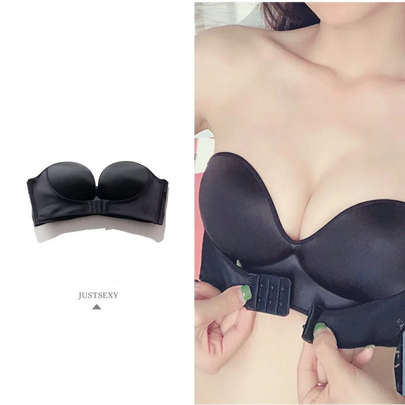 Women Bra Wire Free Sexy Push Up Invisible Bras Front Closure Underwear for Female Brassiere Strapless Seamless Bralette ABC Cup