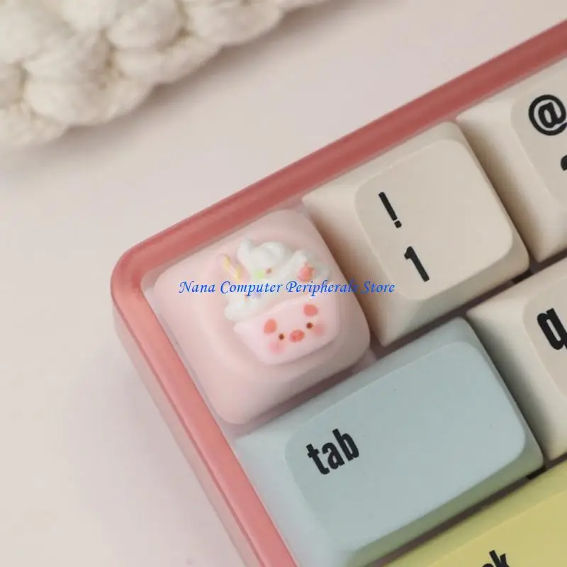 F68C جميل راتنج خنزير الراتينج Keycaps الفن الميكانيكي الملحقات نظام الألوان الزخرفية