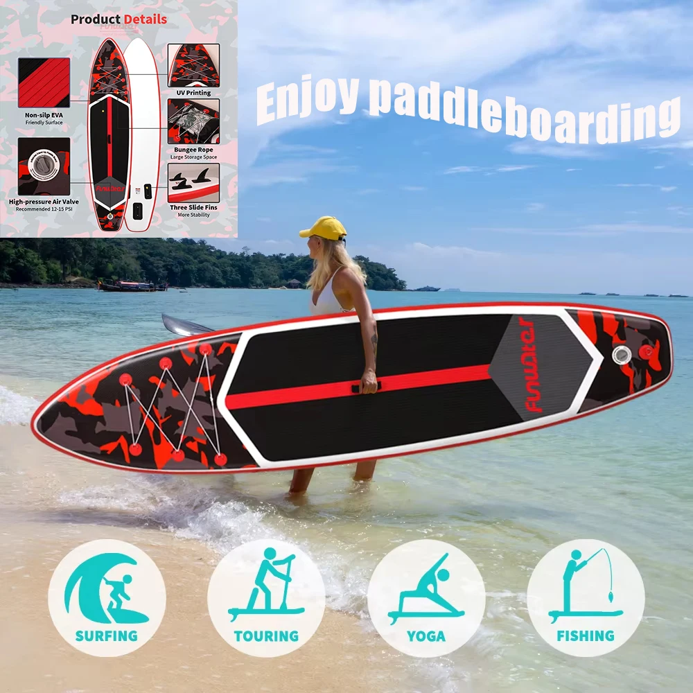 Funwater SUPFW32A Ultraleichtes aufblasbares Paddleboard 350*84*15 für Erwachsene, Wasseryoga, Angeln, Reisesurfen, rutschfestes Paddleboard – Detail 3