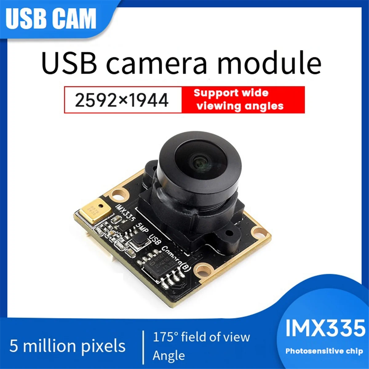 IMX335 moduł kamery USB 5MP 2K nagrywanie wideo 175 ° szeroki kąt 2592x1944 dla Raspberry Pi 5 Jetson Orin