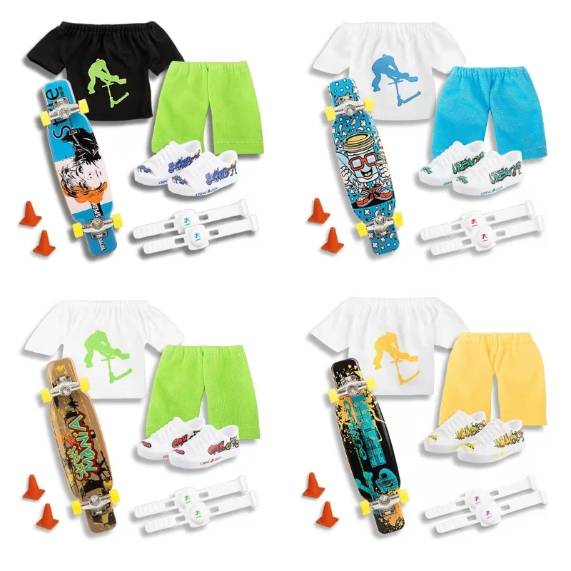 New Finger Toy Set Fingerboard Shoes And Pants Finger Skateboard With Shoes Finger Skate Board Mini Skateboard Mini Scooter