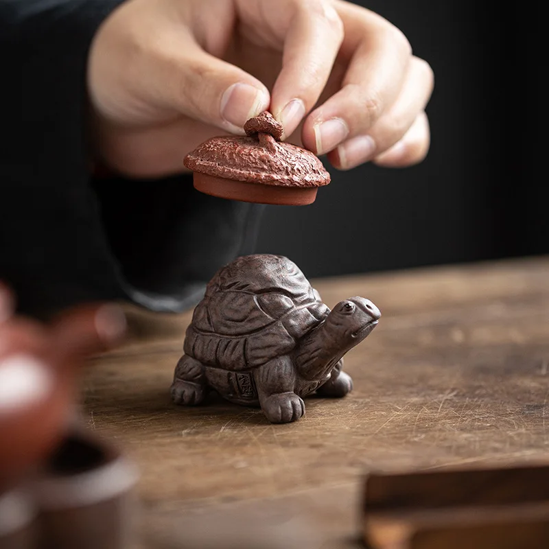 Fun Purple Sand Animal Little Turtle Tea Ornaments Decoration Supportable Kung Fu Tea Utensils Tea Tray Desktop Tea Set Decorati