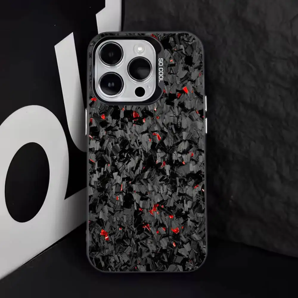Funda de teléfono con pintura de patrón de fibra de carbono para iPhone 16,15,14,13,12,11,8,7,Pro,Max,Plus,Mini,XS,SE, anticaída, negro, mate y duro