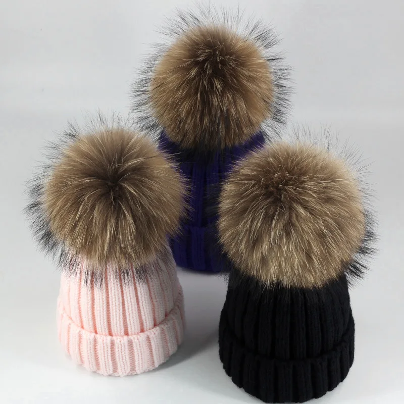 Head Cap Hugger Toque Stocking Watch Autumn Winter Hat Baby Children Thickened Warm Knitted pom-pom parent-child 8M120